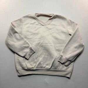 Joocy Babi Sweatshirt Women Extra Large Cream Excellent V-Neck Fleece J04390